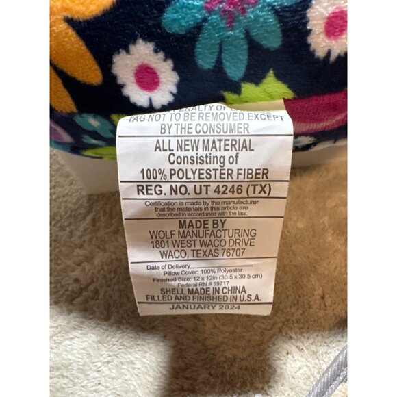 Floral Travel Neck Pillow By Wolf Essentials - 100% Polyester Fiber Navy Backgro - Picture 5 of 7